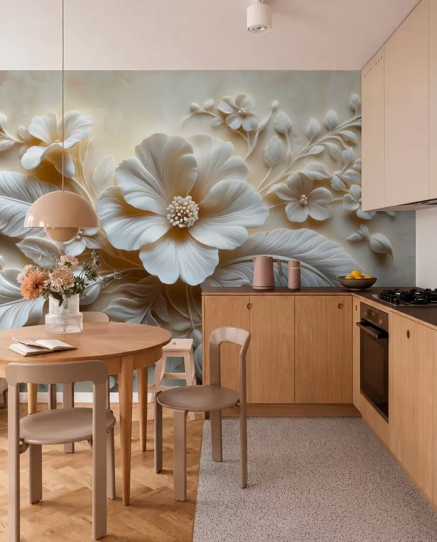 murales de pared Pétalos y plumas esculturales w01340