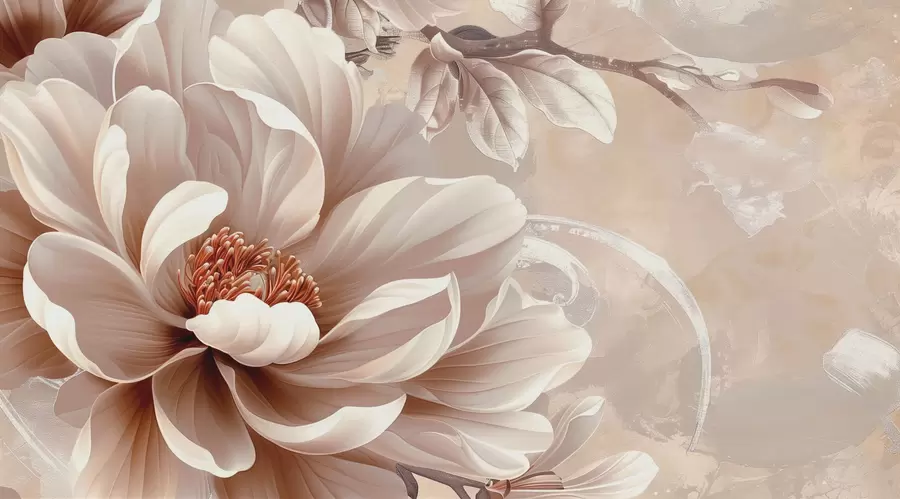 murales de pared Gran flor rosa en una pared grunge w08181