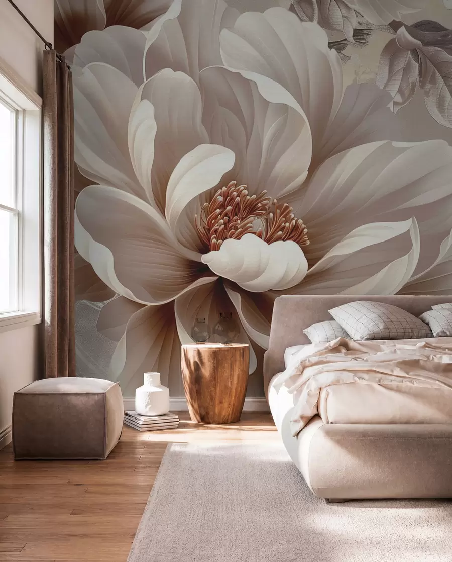 murales de pared Gran flor rosa en una pared grunge w08181