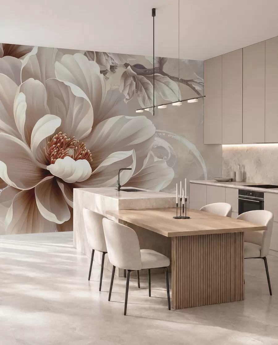 murales de pared Gran flor rosa en una pared grunge w08181