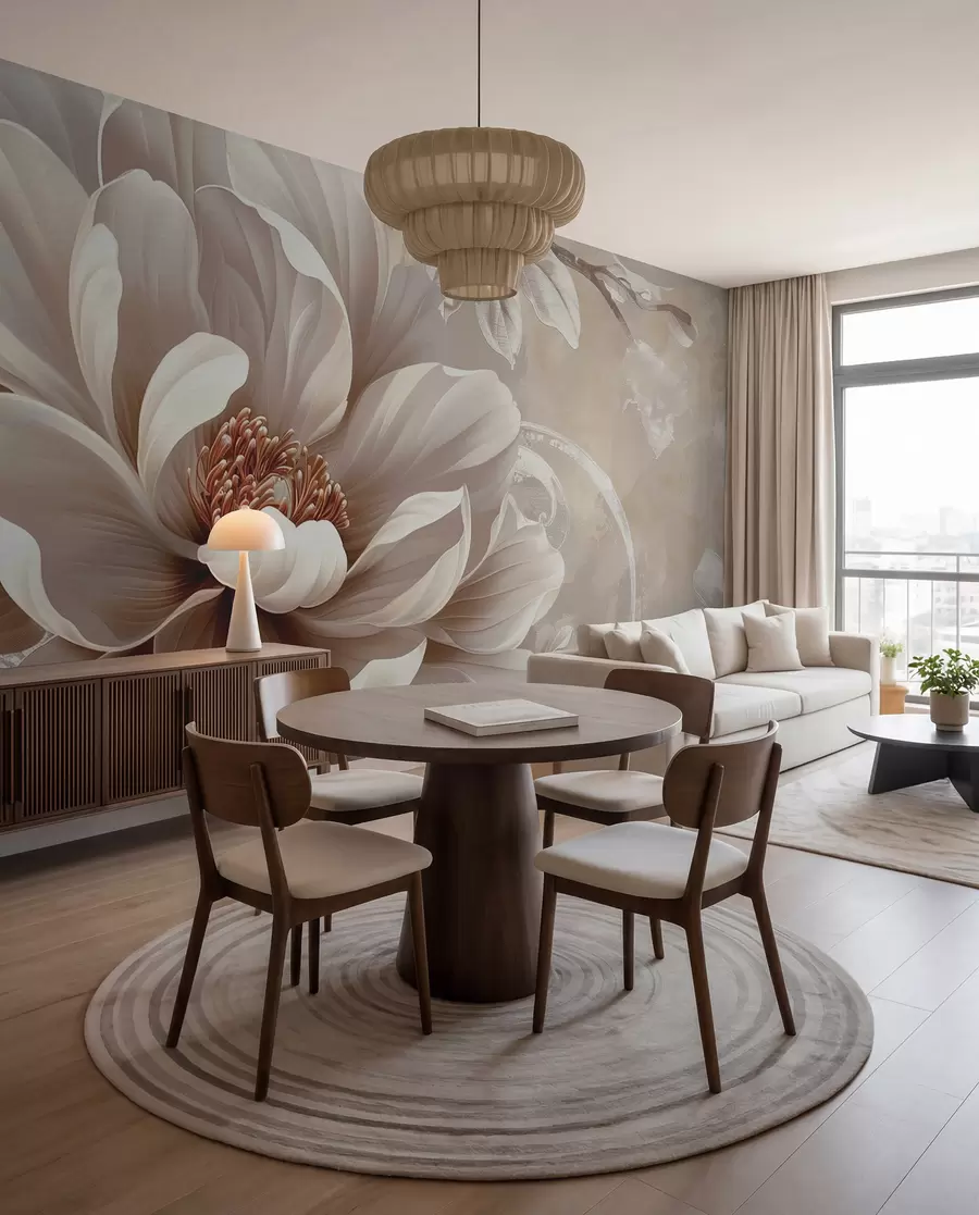murales de pared Gran flor rosa en una pared grunge w08181