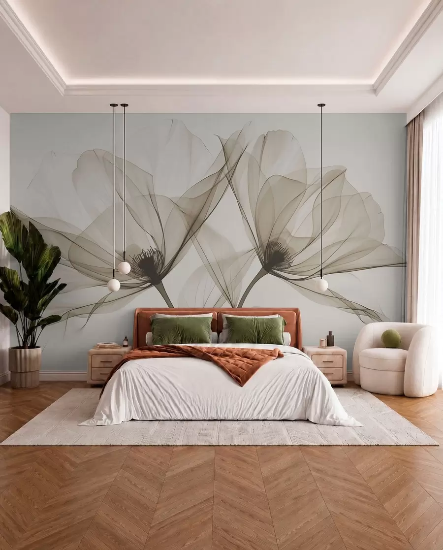 murales de pared Flores azul tinta w01482v1