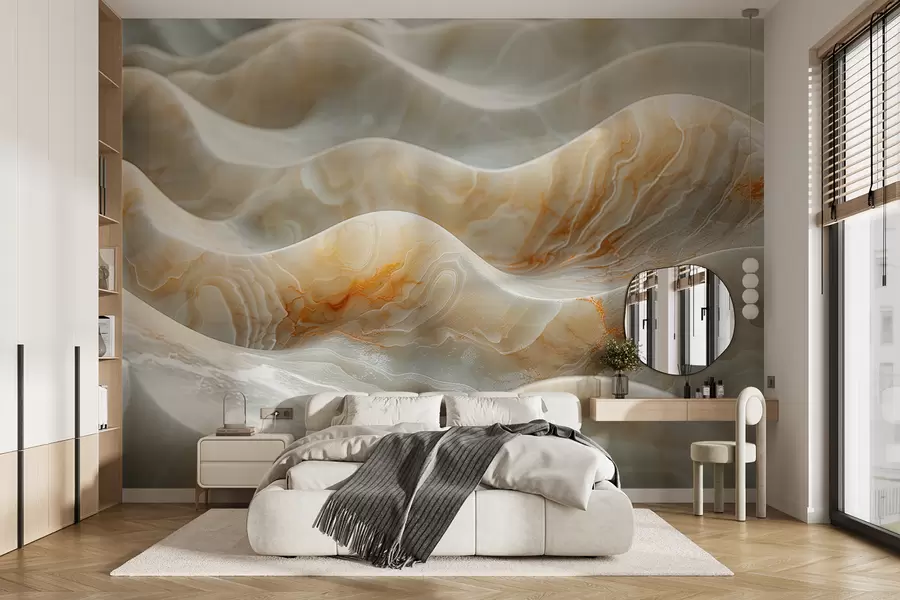 murales de pared Ondas de mármol en colores beige w01488