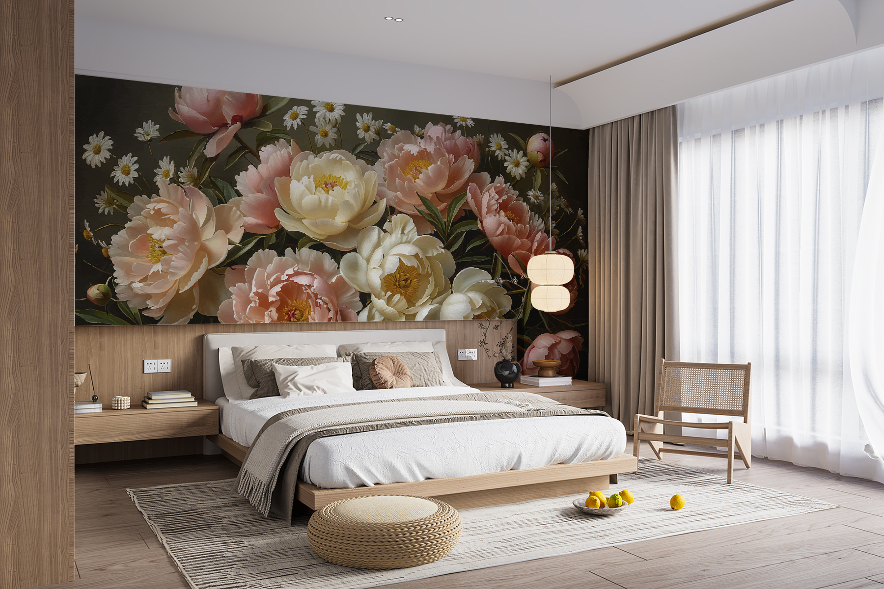 Tapiz Rosa Сomprar Papel tapiz Ramo de peonias, beige, rosa. № w01513 a medida ...