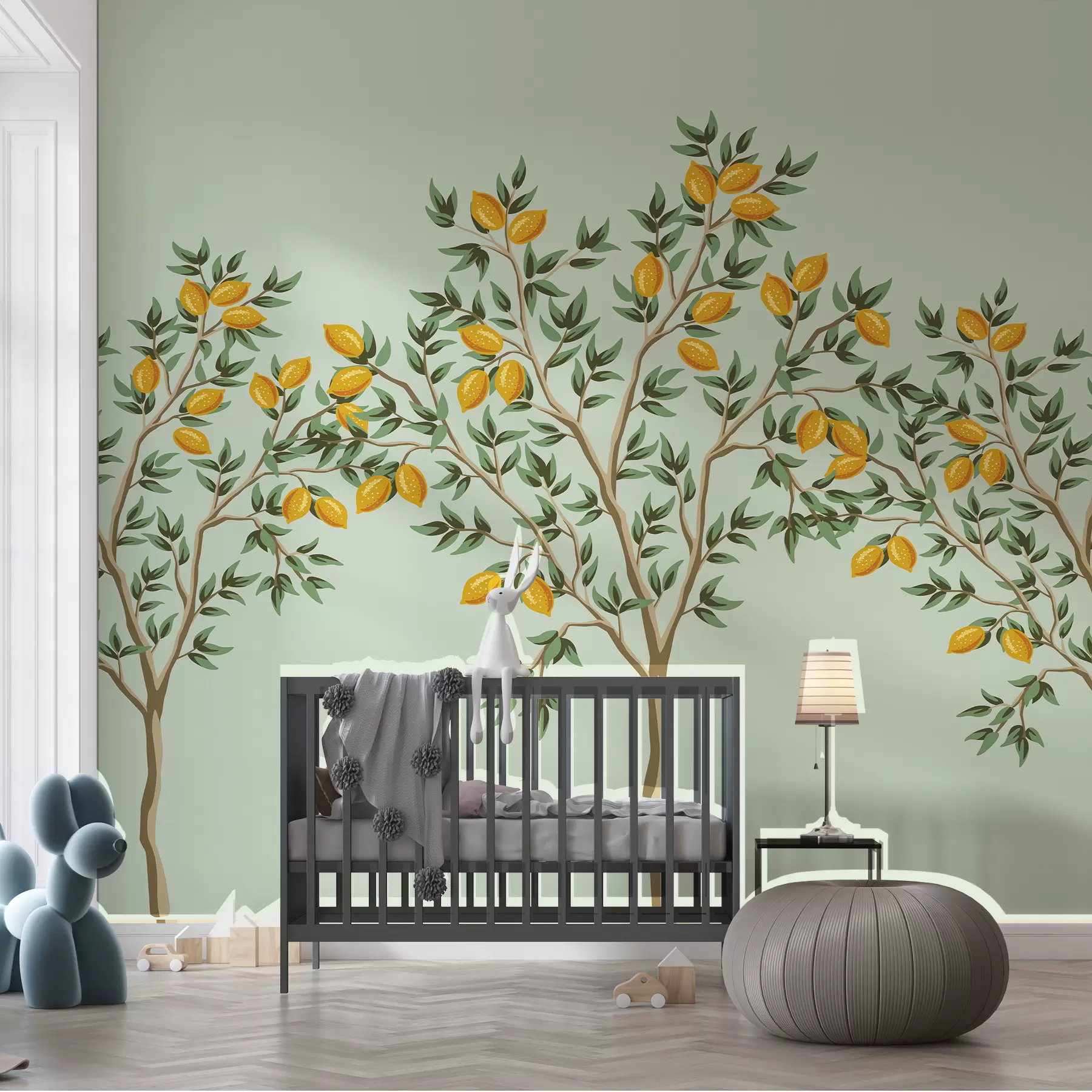 murales de pared Limonero, fondo verde w01661v2