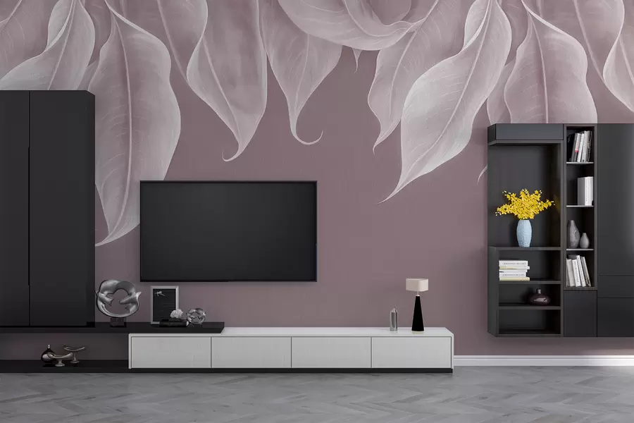 murales de pared hojas grandes colgantes de color rosa w01680v2