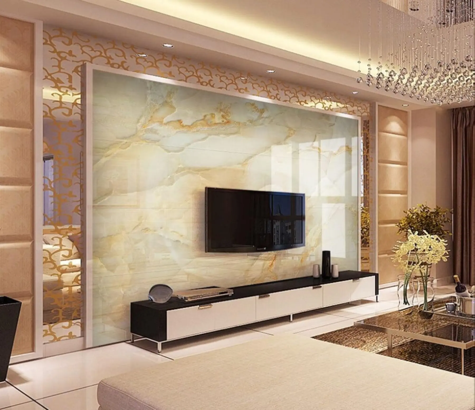 murales de pared Beige, ramita y pétalo u34859