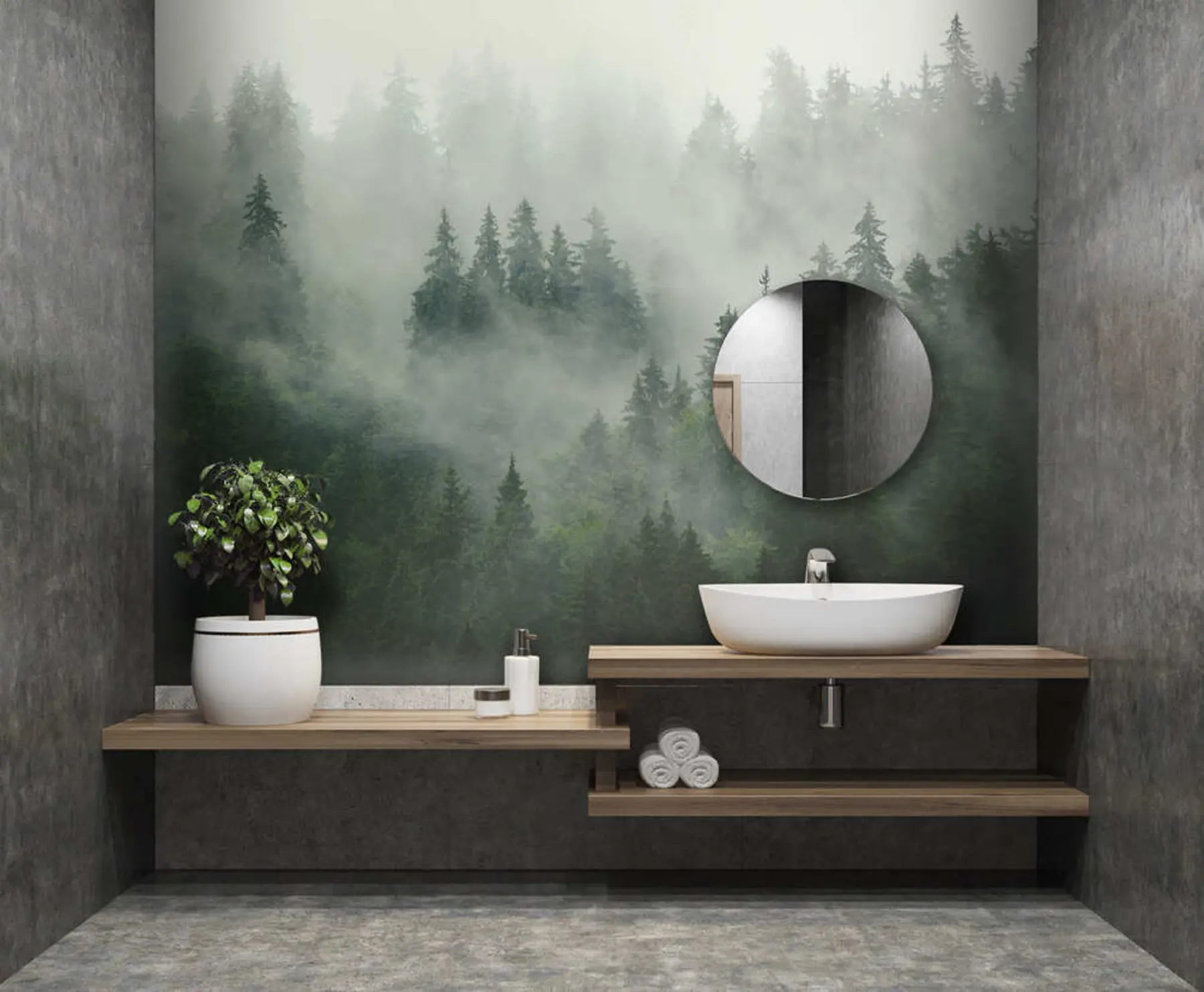 murales de pared Mañana brumosa, bosque u36439