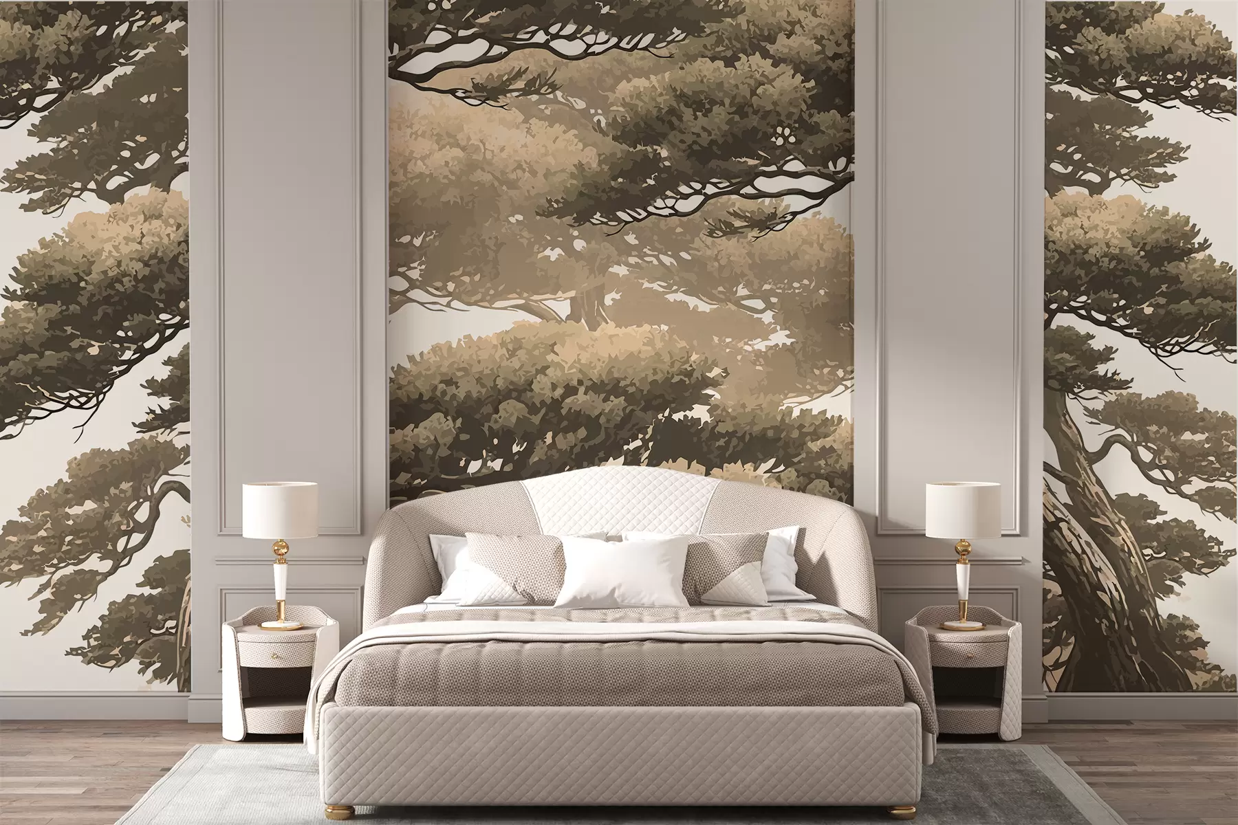murales de pared Árboles de estilo japonés, color beige w01755