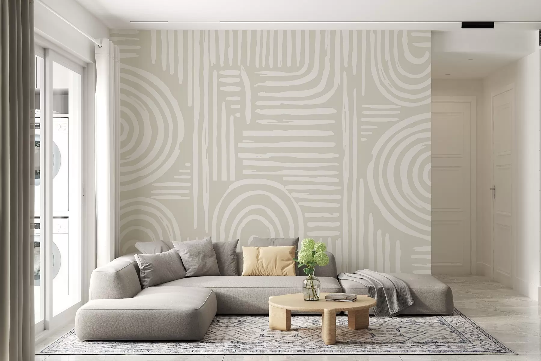 murales de pared Diseño boho en colores suaves w01919