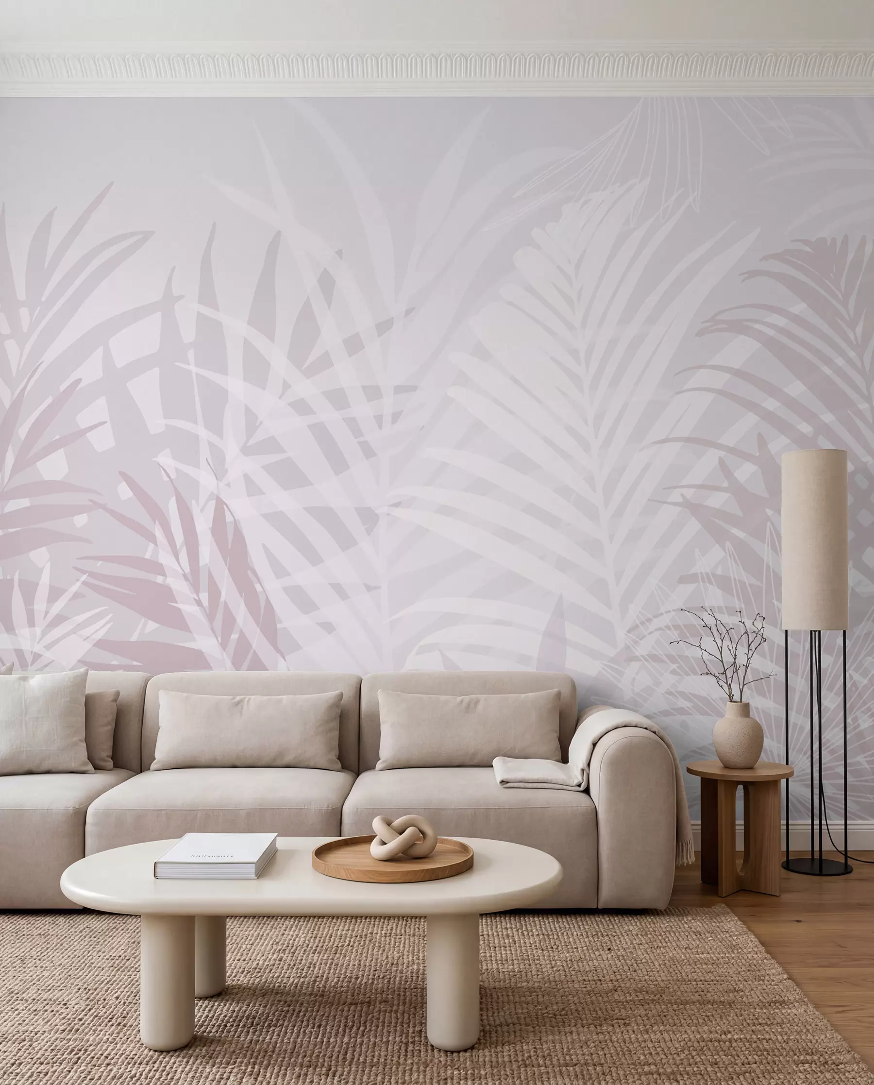 murales de pared Hojas tropicales de moda color rosa w02026v4
