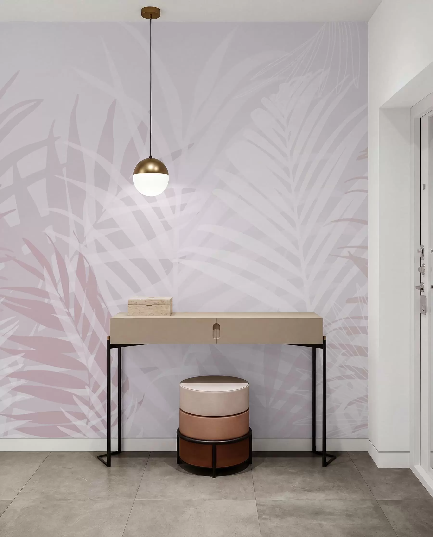 murales de pared Hojas tropicales de moda color rosa w02026v4