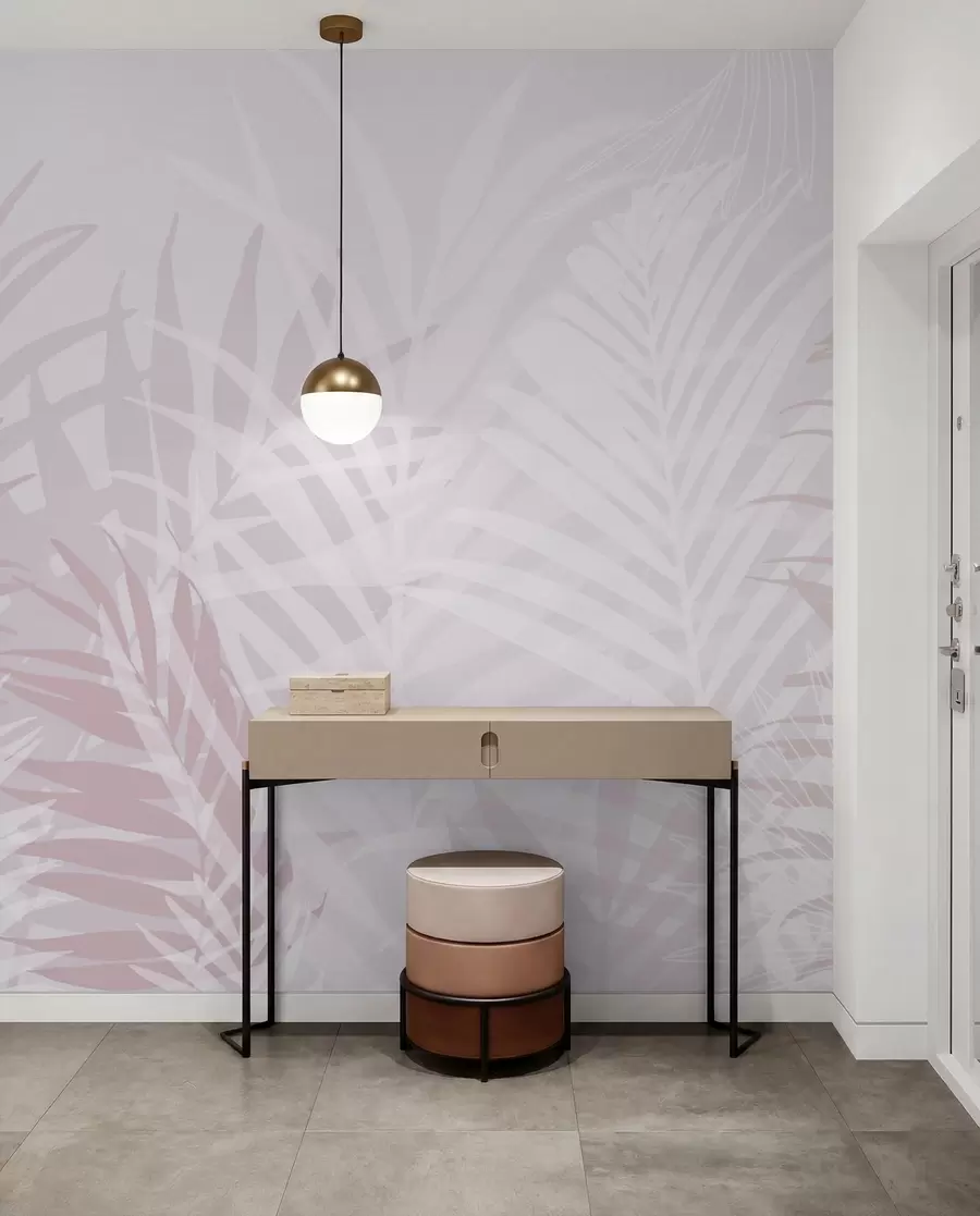 murales de pared Hojas tropicales de moda color rosa w02026v4