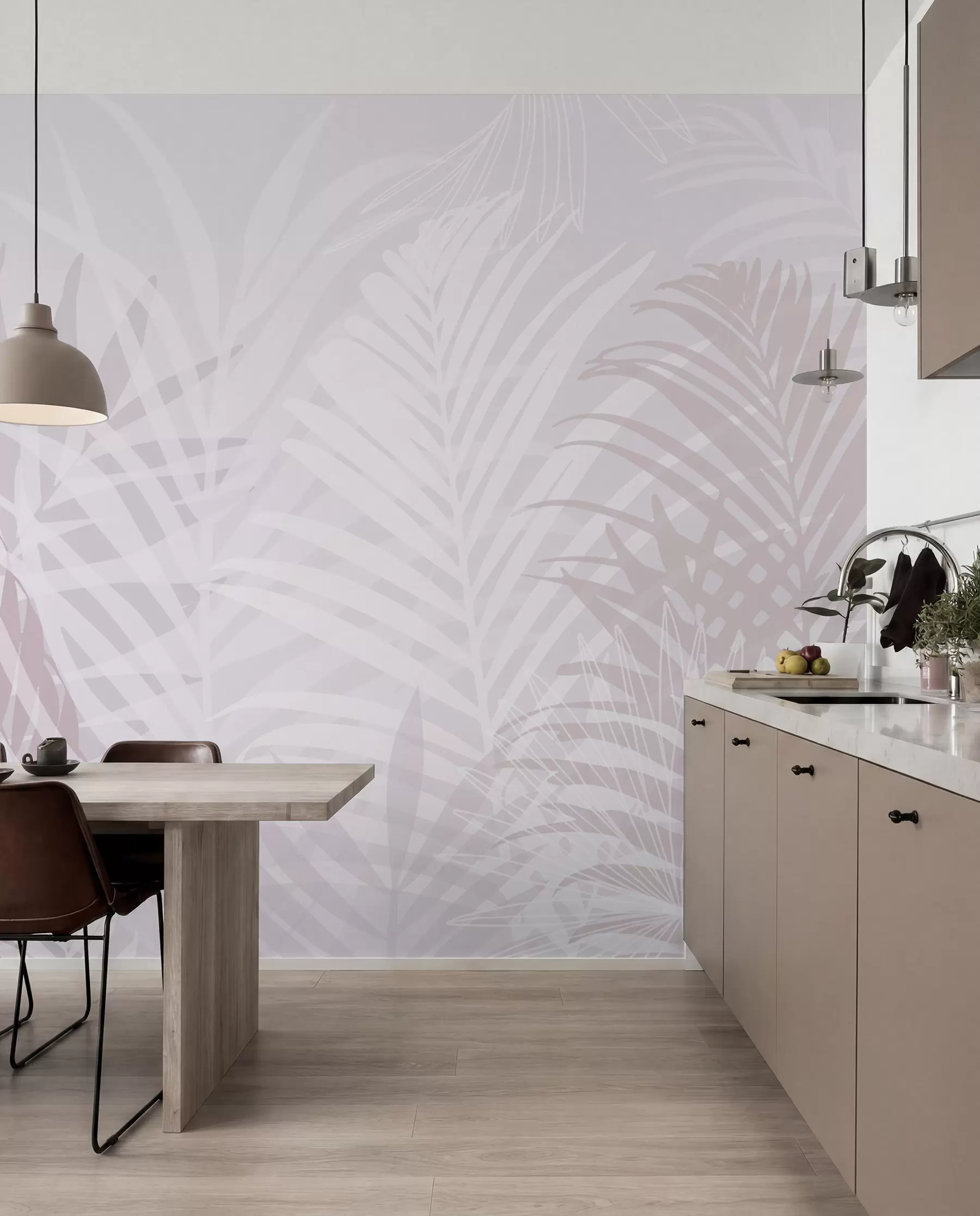 murales de pared Hojas tropicales de moda color rosa w02026v4
