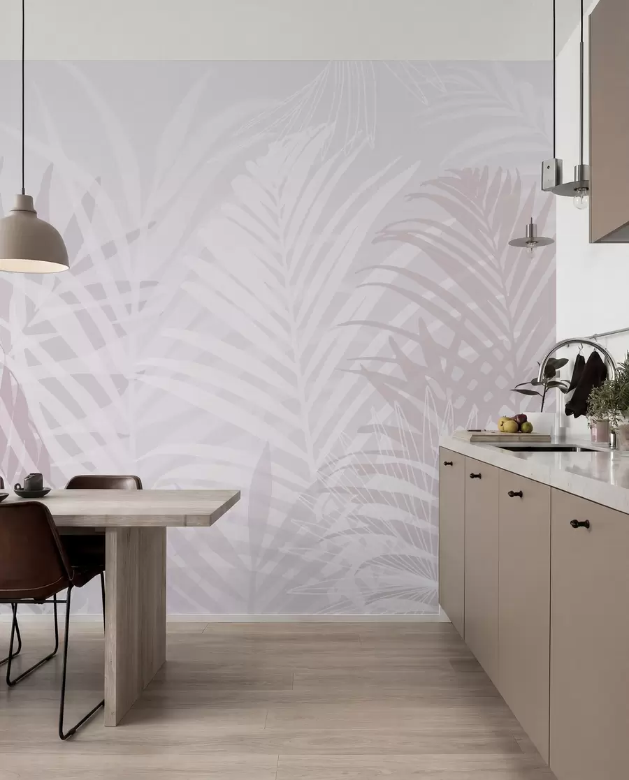 murales de pared Hojas tropicales de moda color rosa w02026v4