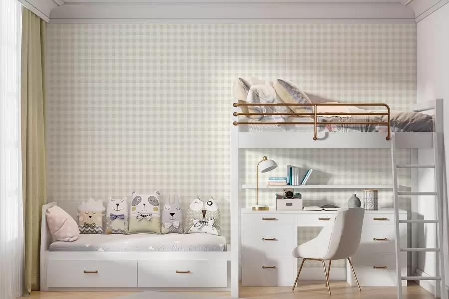 murales de pared Delicado estampado a cuadros en tonos suaves w00375v2