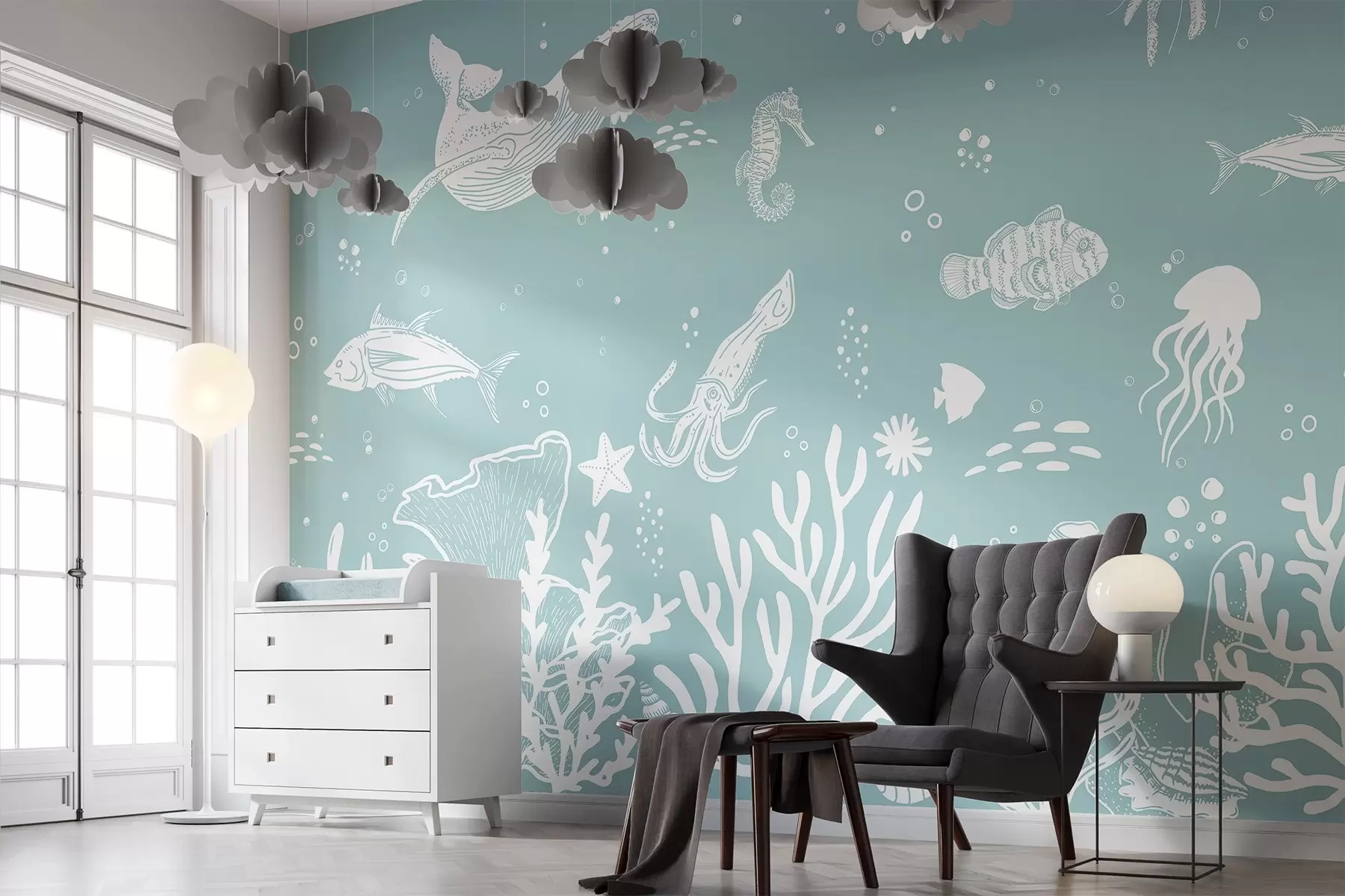 murales de pared Un mundo submarino lleno de vida w00850