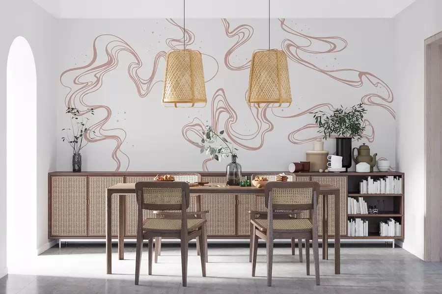 murales de pared Elegantes remolinos sobre un lienzo blanco w00929
