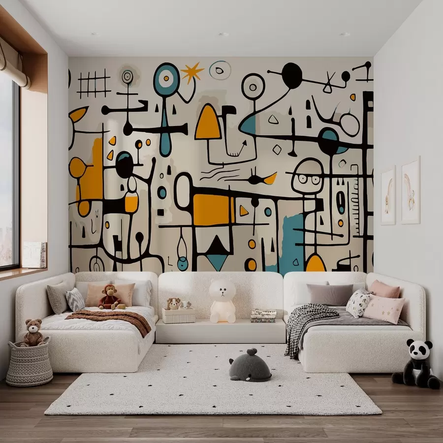 murales de pared Arte abstracto con formas geométricas de estilo Art Nouveau w02029