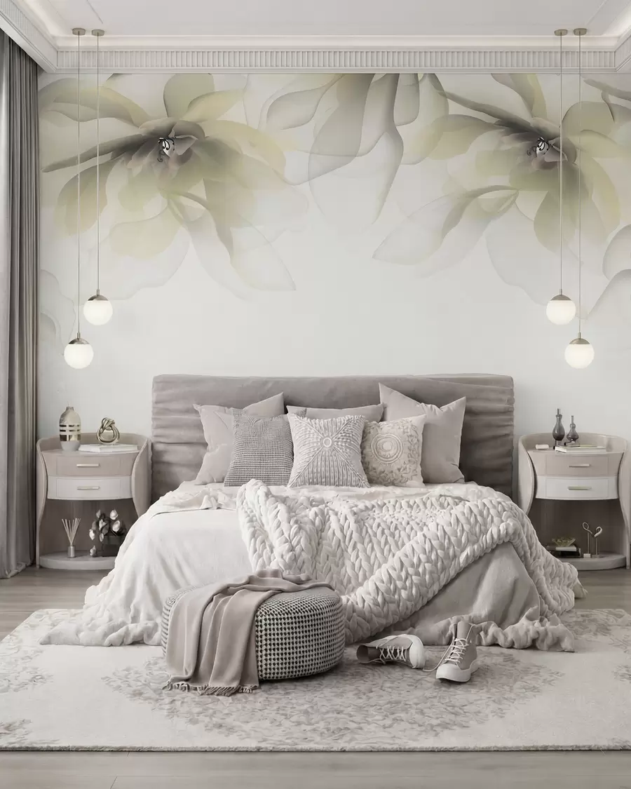 murales de pared grandes flores amarillas translúcidas en la parte superior w02093v1