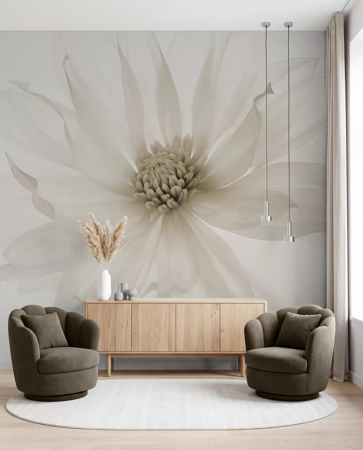 murales de pared Una flor color crema w02077v1