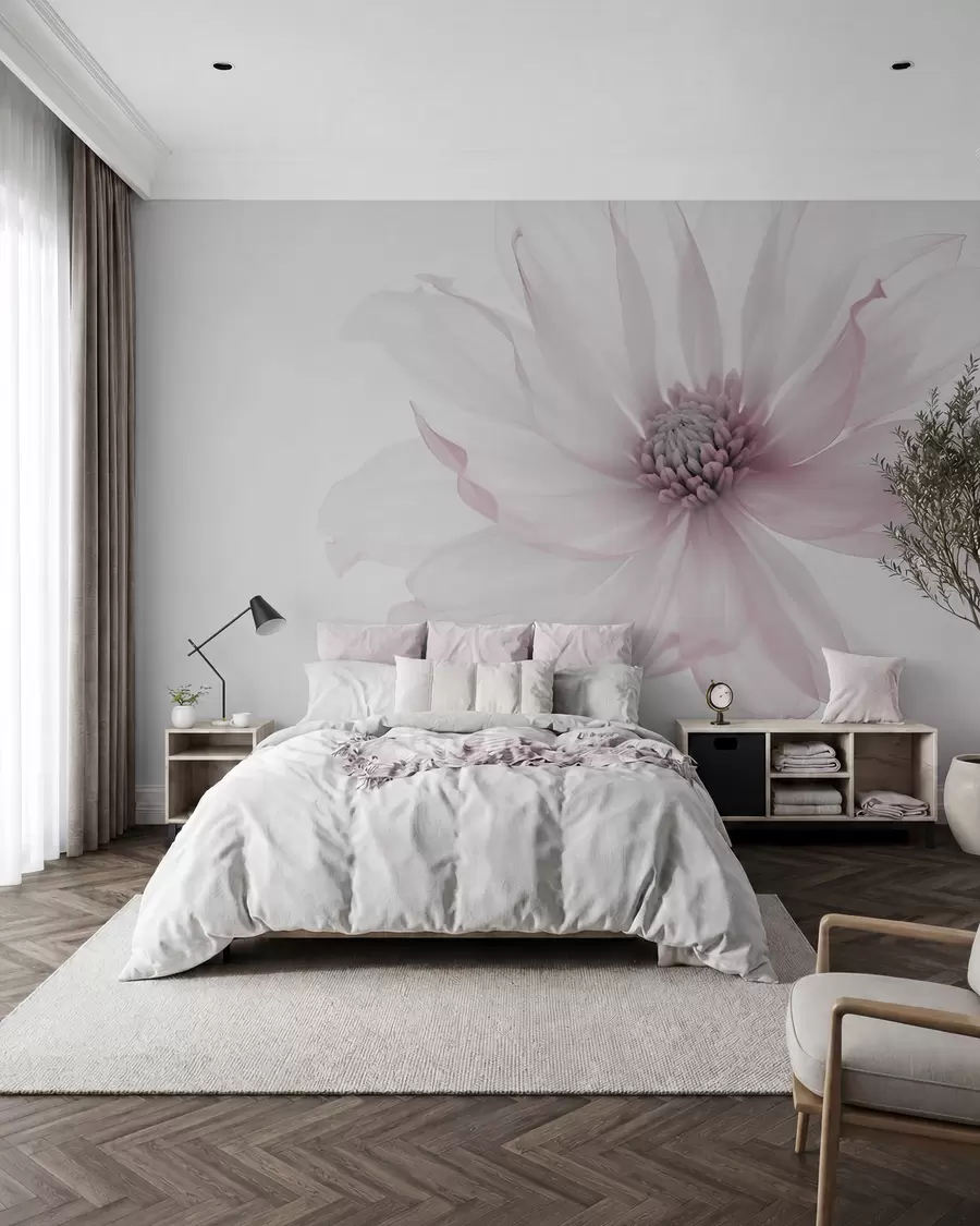 murales de pared Delicada flor rosa sobre fondo claro w02077v2