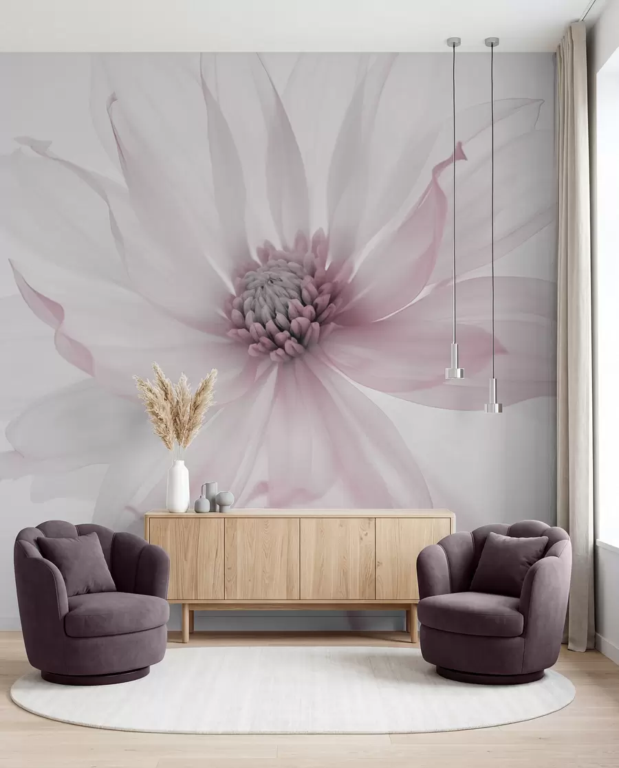 murales de pared Delicada flor rosa sobre fondo claro w02077v2
