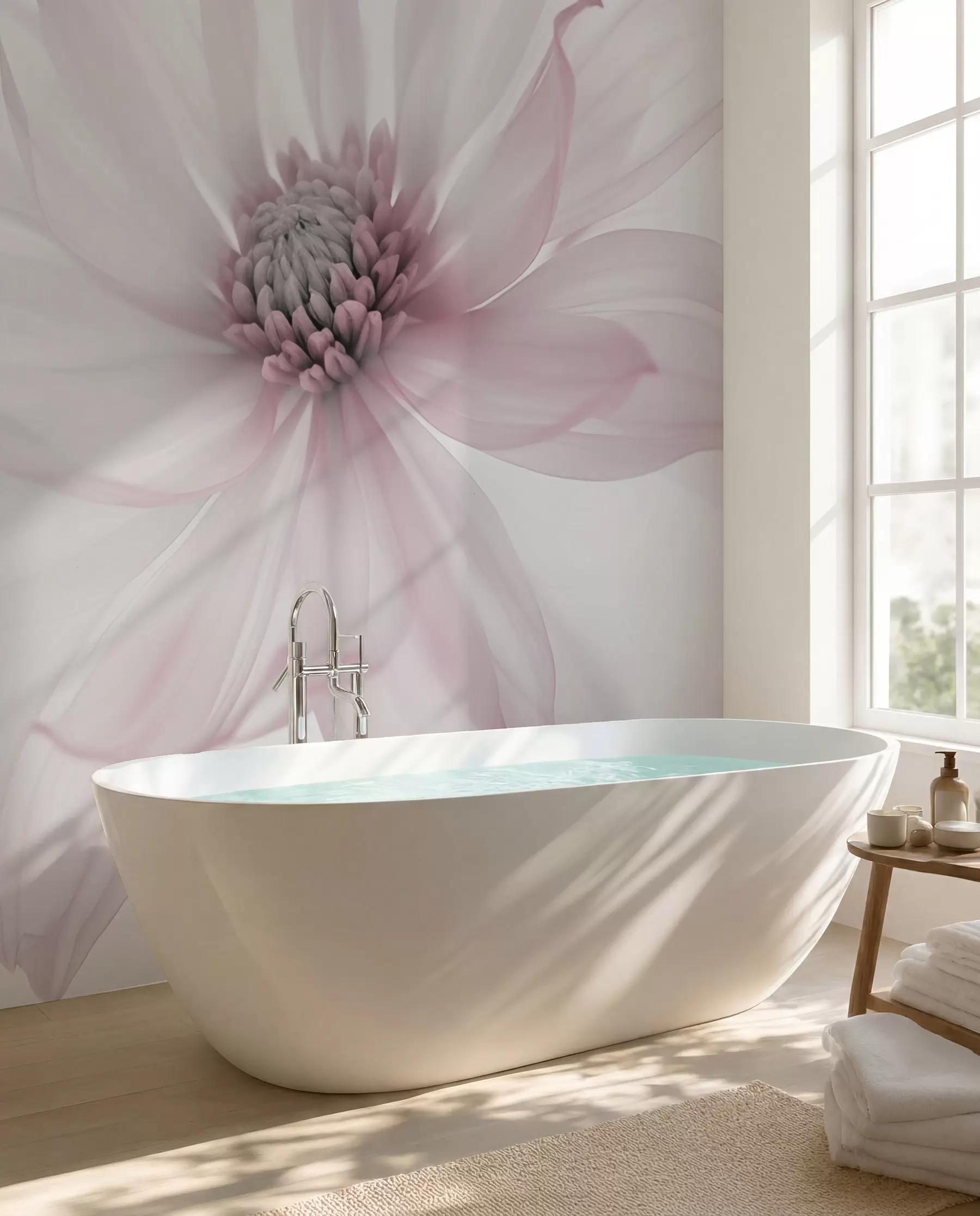 murales de pared Delicada flor rosa sobre fondo claro w02077v2