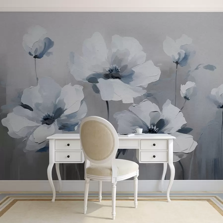 murales de pared Flores pintadas al óleo sobre un muro de hormigón w02120v1