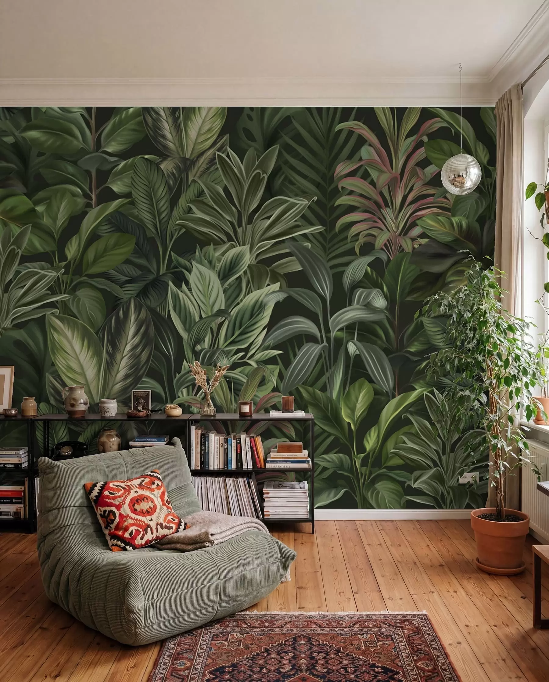 murales de pared Espeso follaje tropical verde w02126