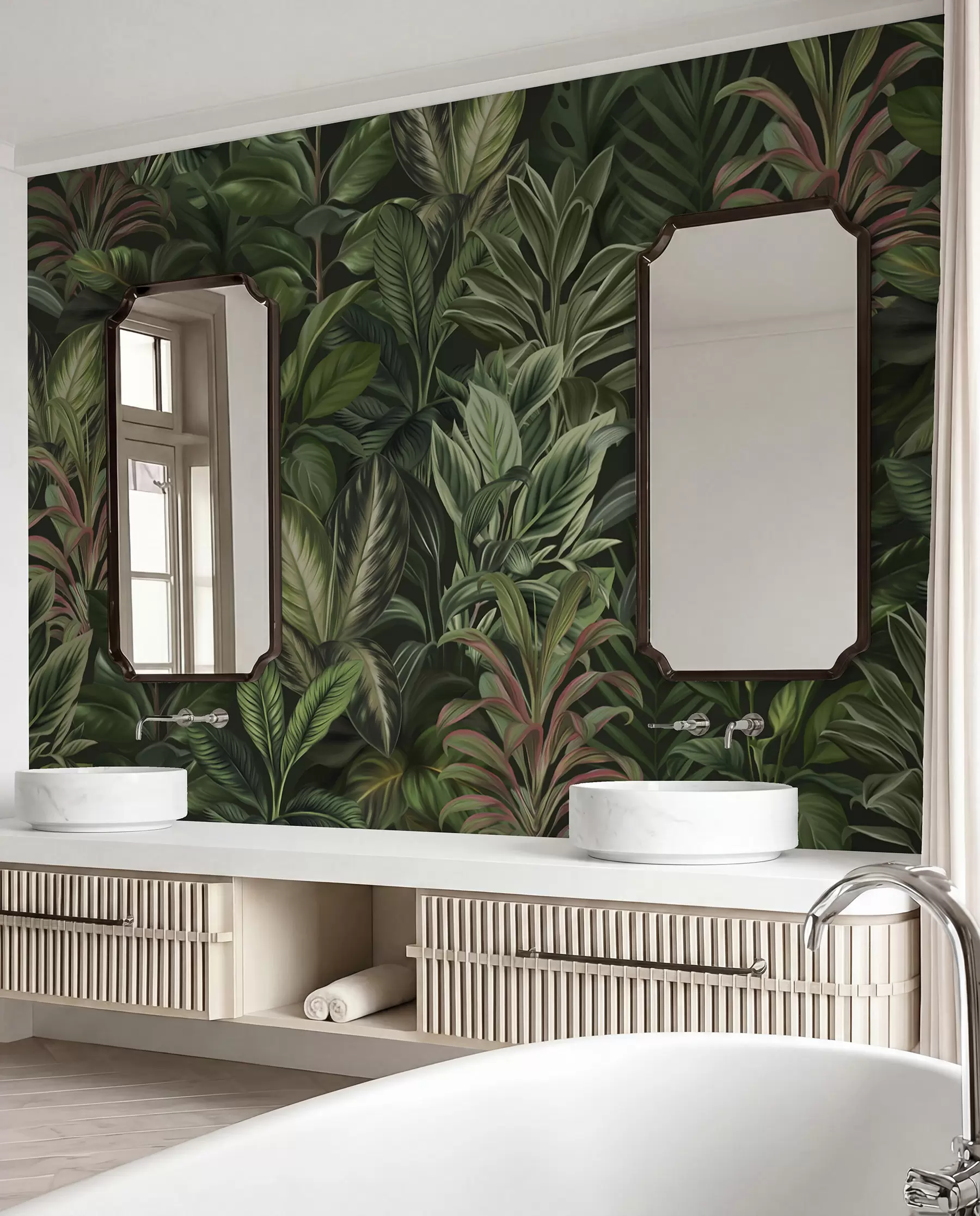 murales de pared Espeso follaje tropical verde w02126