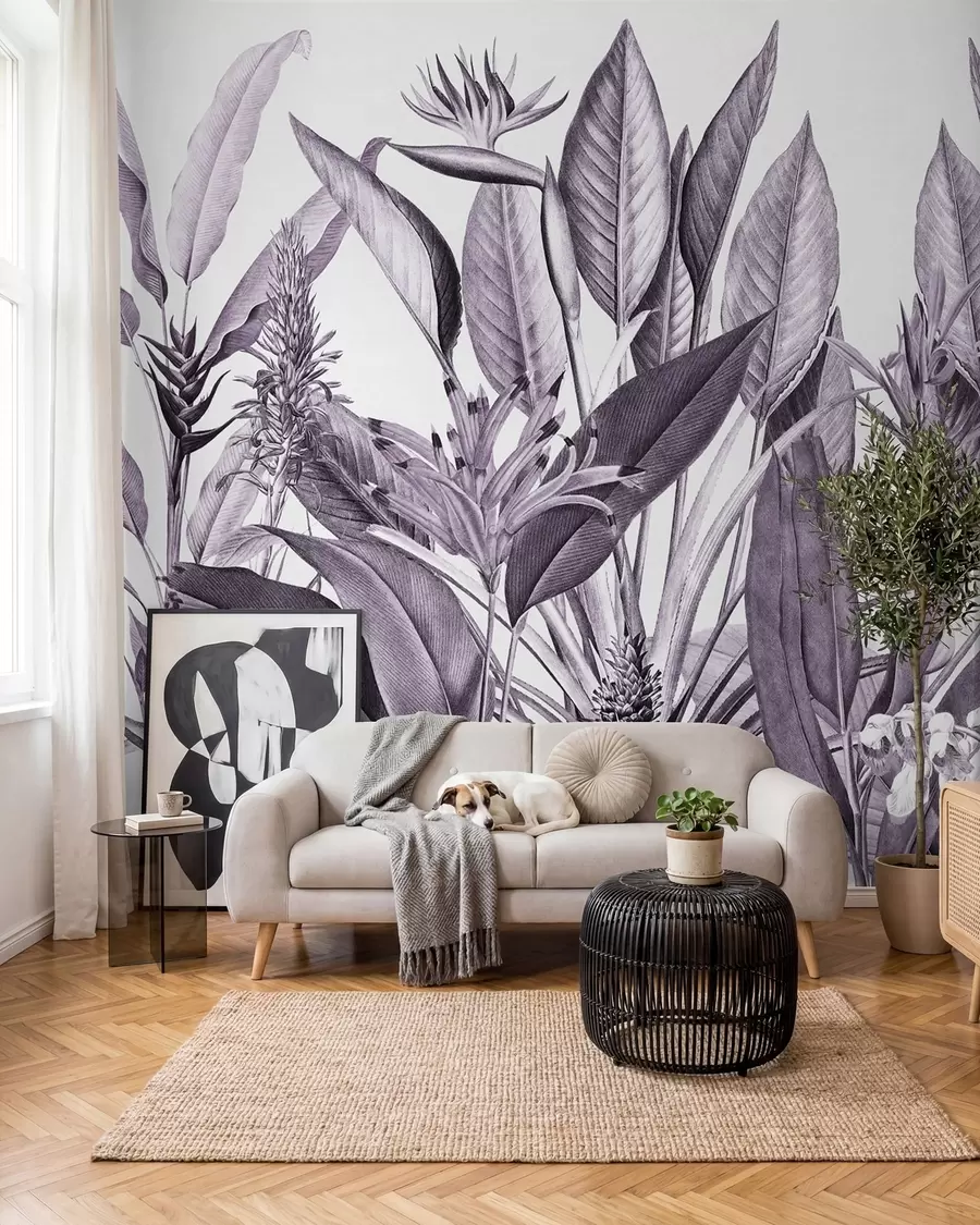 murales de pared Follaje tropical en tonos monocromos u96833v5