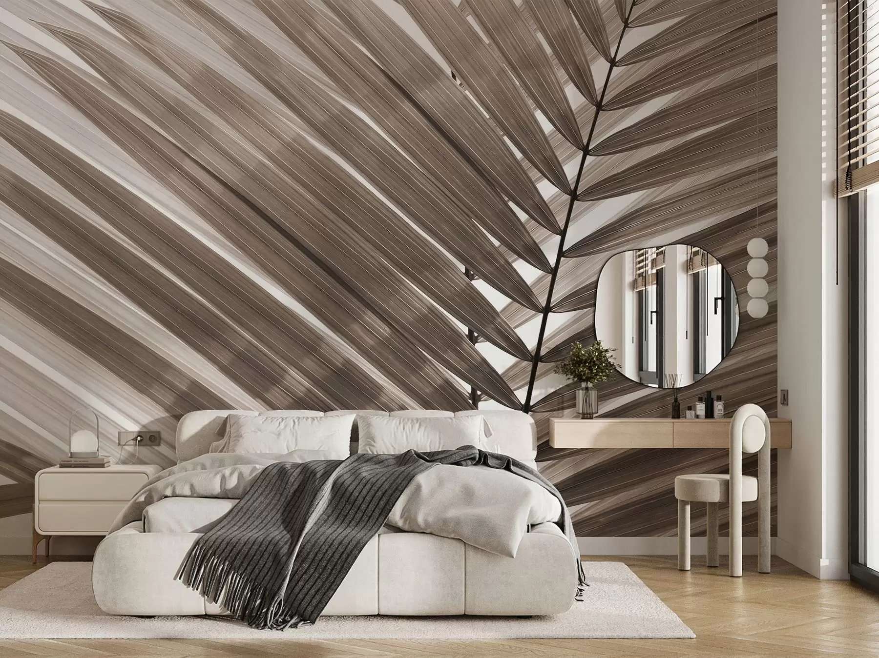 murales de pared Elegantes hojas de palmera en sepia suave u97550v1