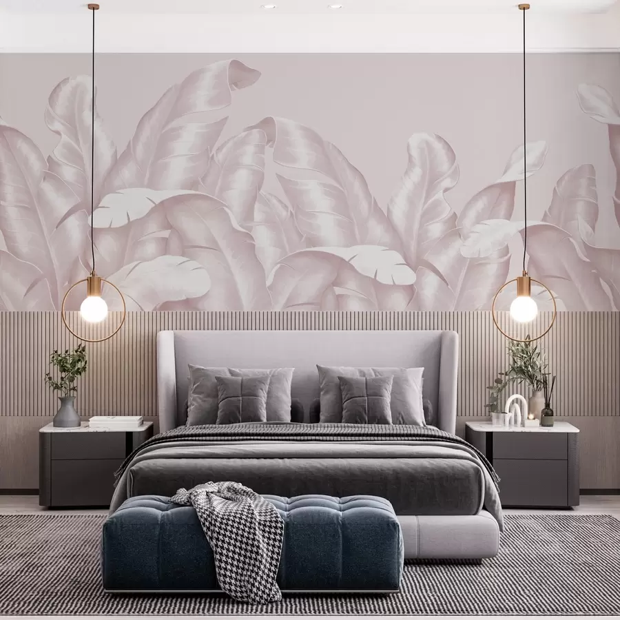 murales de pared Hojas elegantes en tonos suaves w00019v4