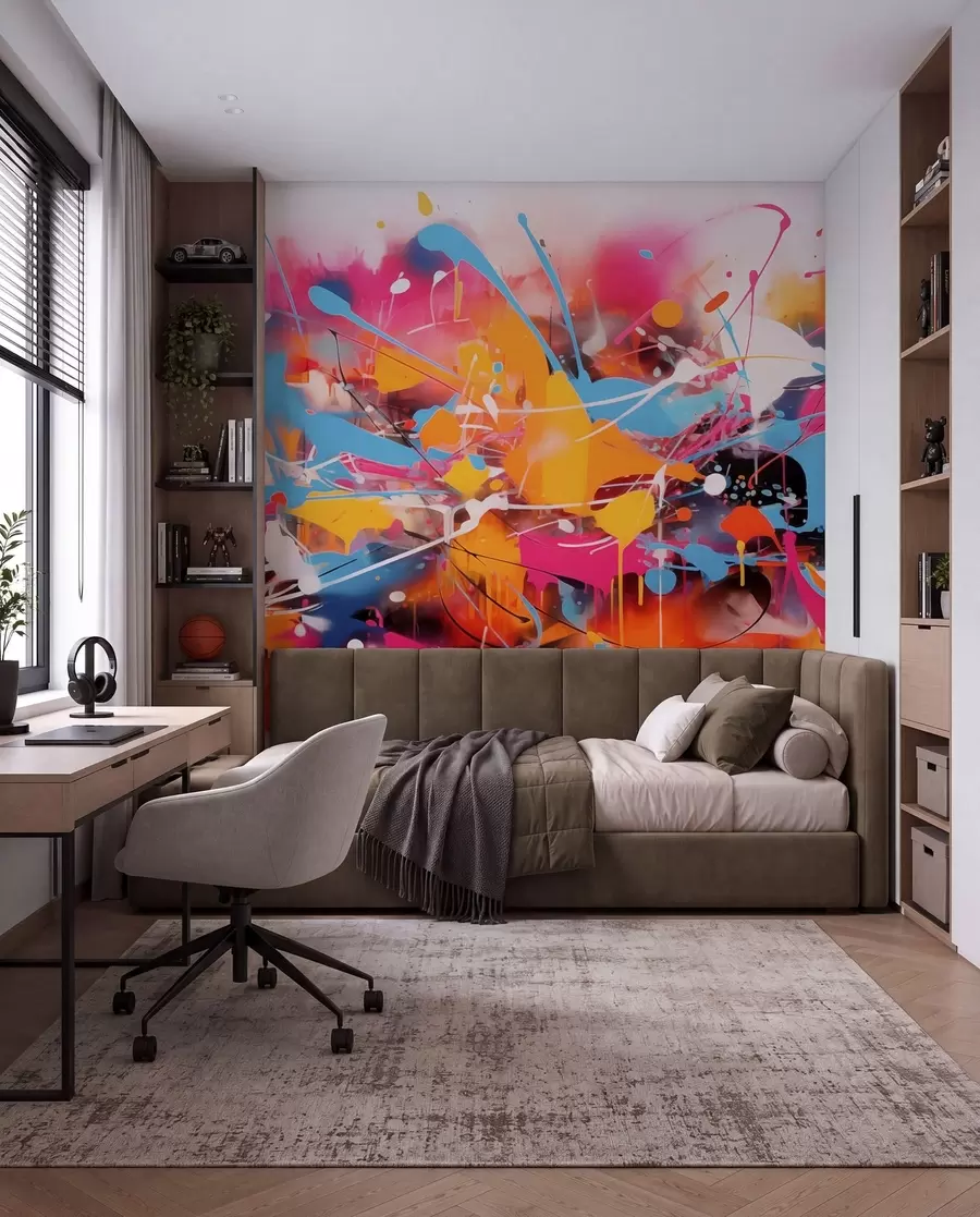 murales de pared Salpicadura abstracta de colores vivos w02219