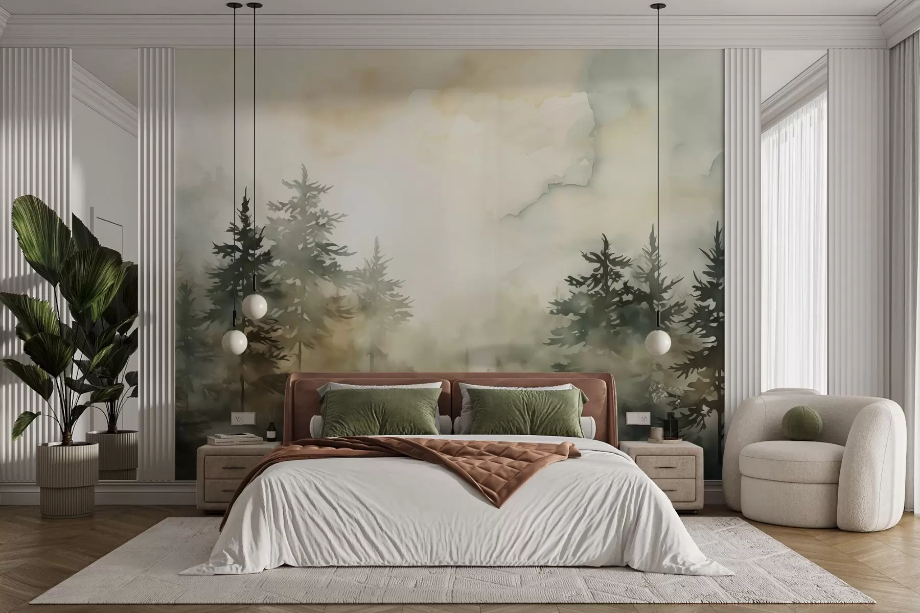 murales de pared Bosque imitación pintura acuarela w02473