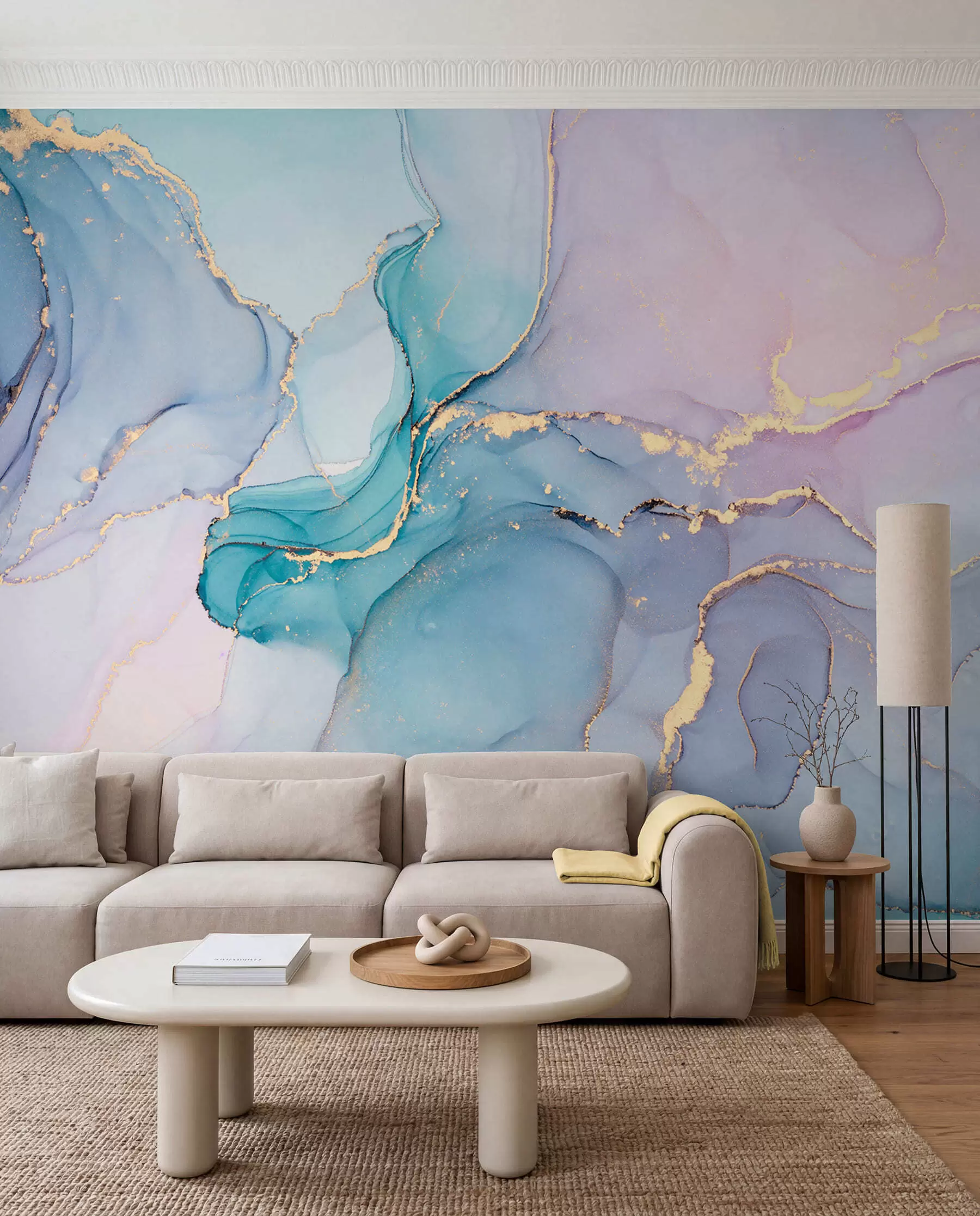 murales de pared Mármol - azul, rosa u49408