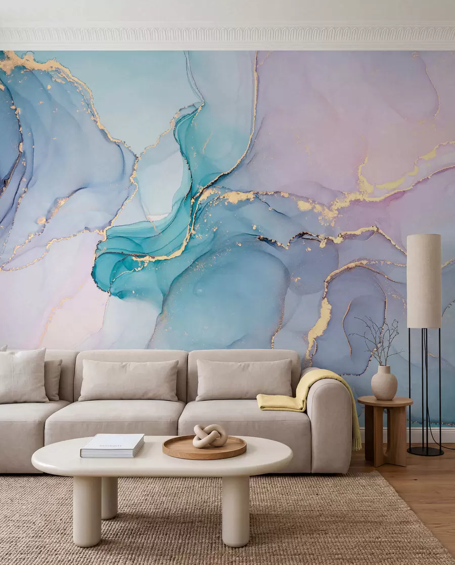 murales de pared Mármol - azul, rosa u49408