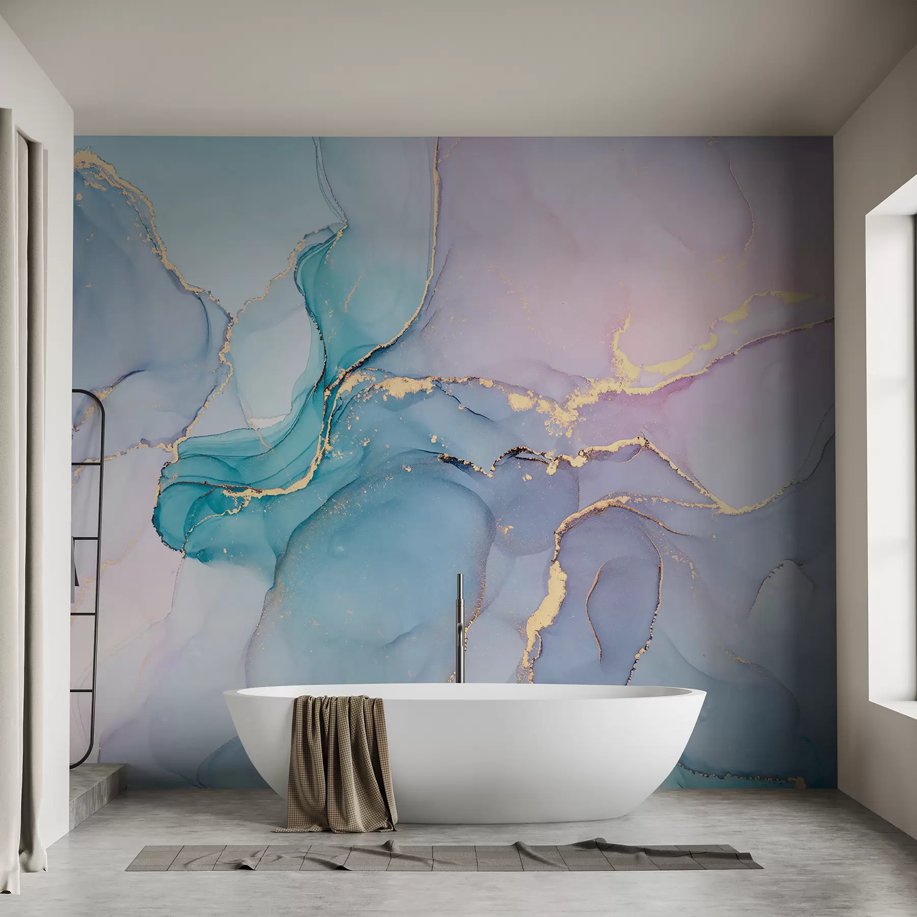 murales de pared Mármol - azul, rosa u49408