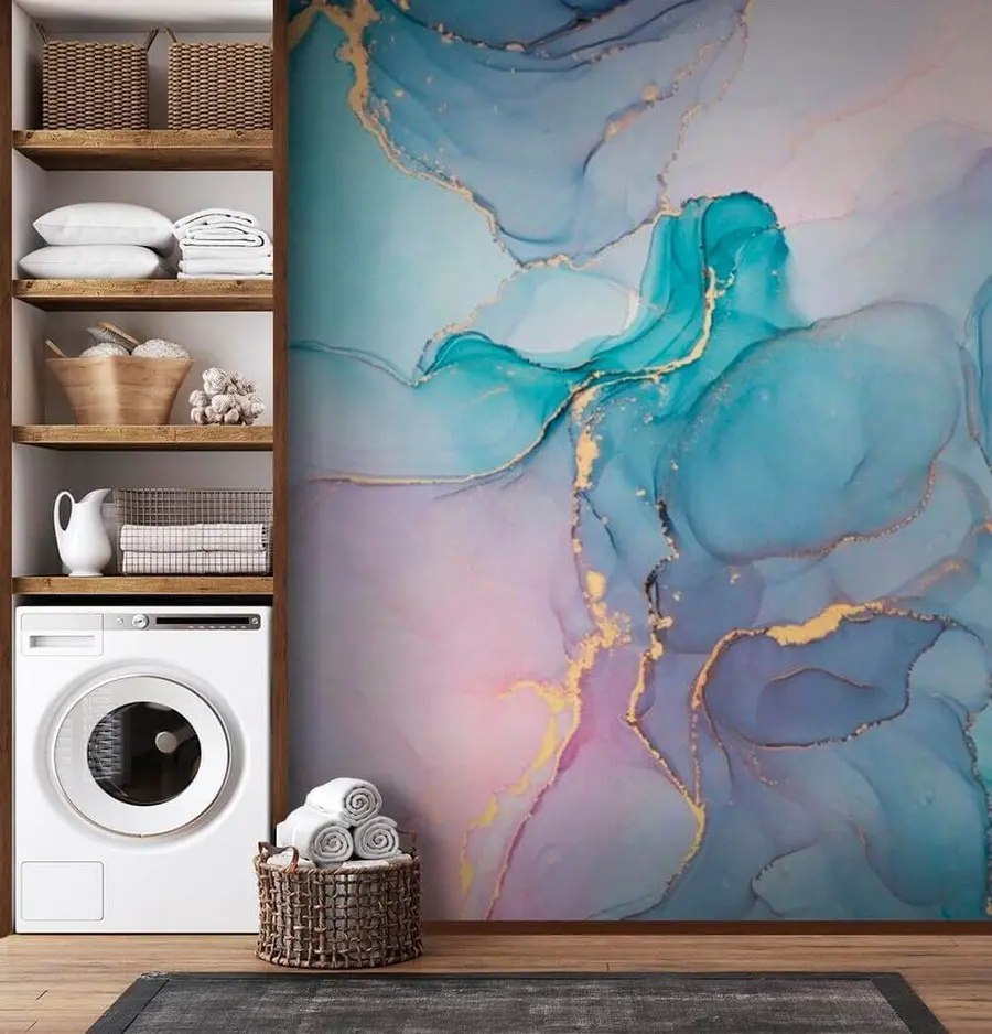 murales de pared Mármol - azul, rosa u49408