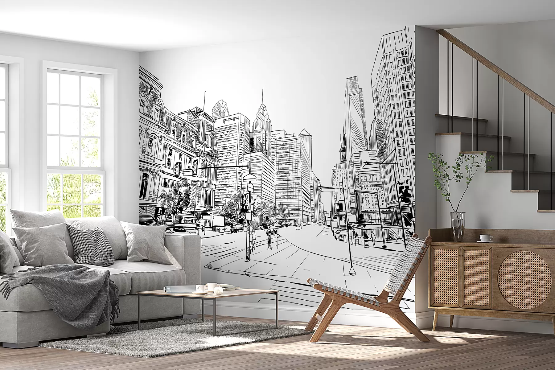 murales de pared Edificio, diurno y rascacielos u51069