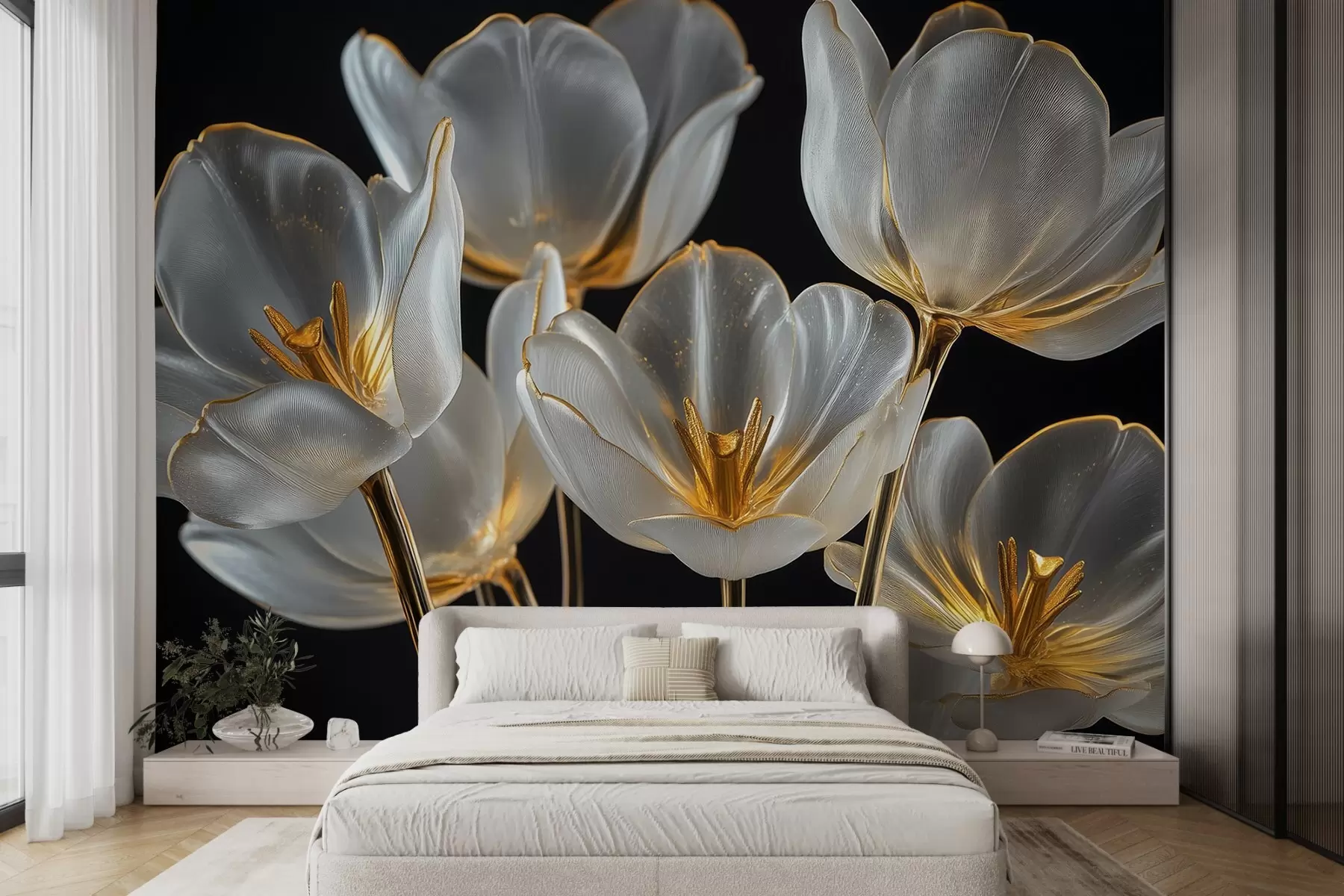 murales de pared Un ramo de tulipanes al estilo de una escultura de cristal w08489