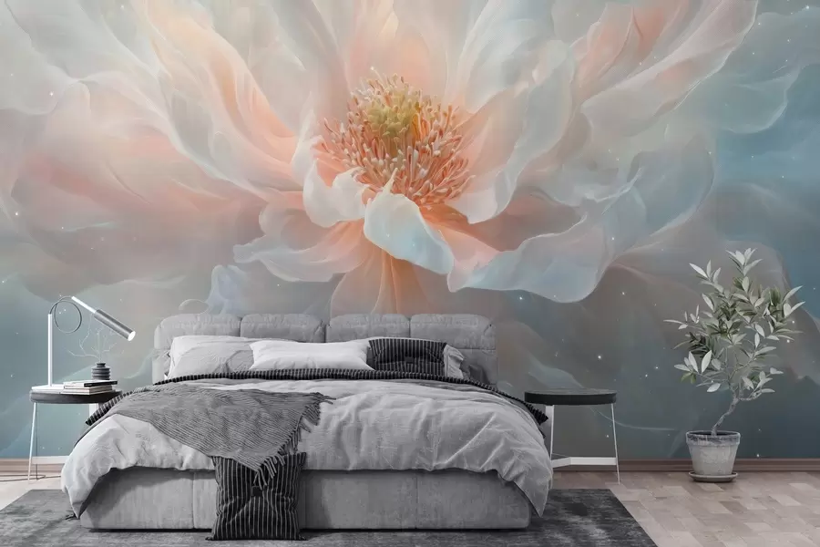 murales de pared una pintura de ensueño y etérea de una flor grande y delicada en suaves tonos pastel w02545