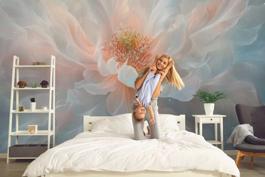 murales de pared una pintura de ensueño y etérea de una flor grande y delicada en suaves tonos pastel w02545