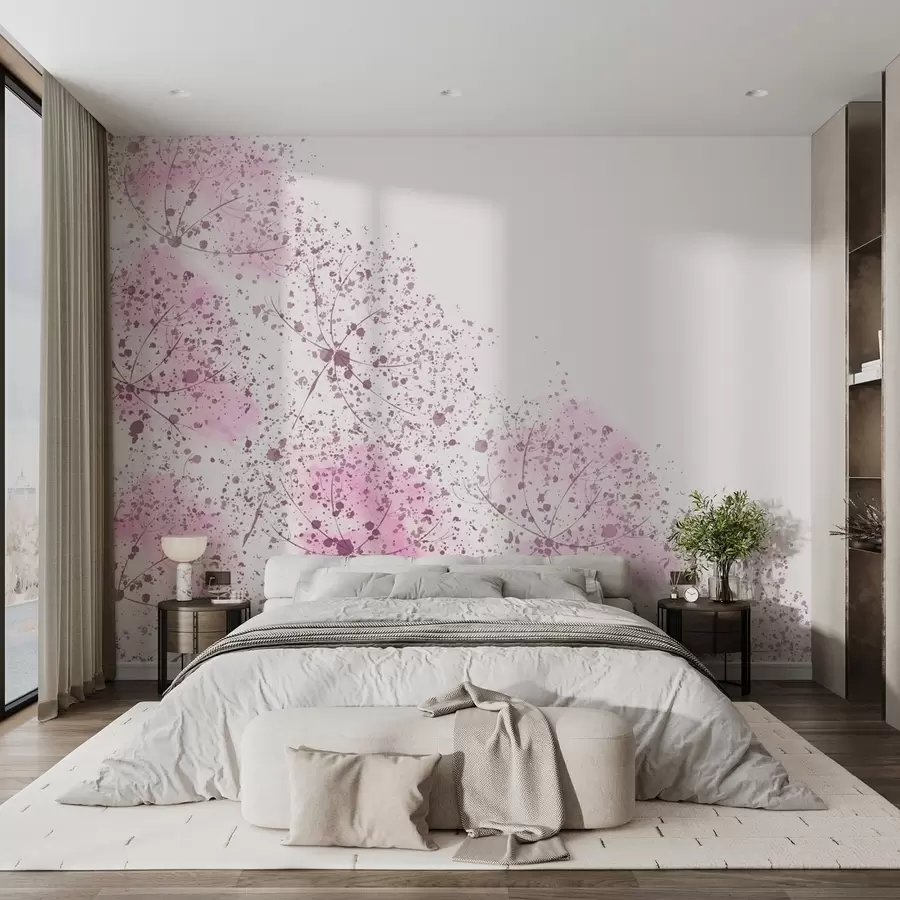 murales de pared dientes de león rosas w02559