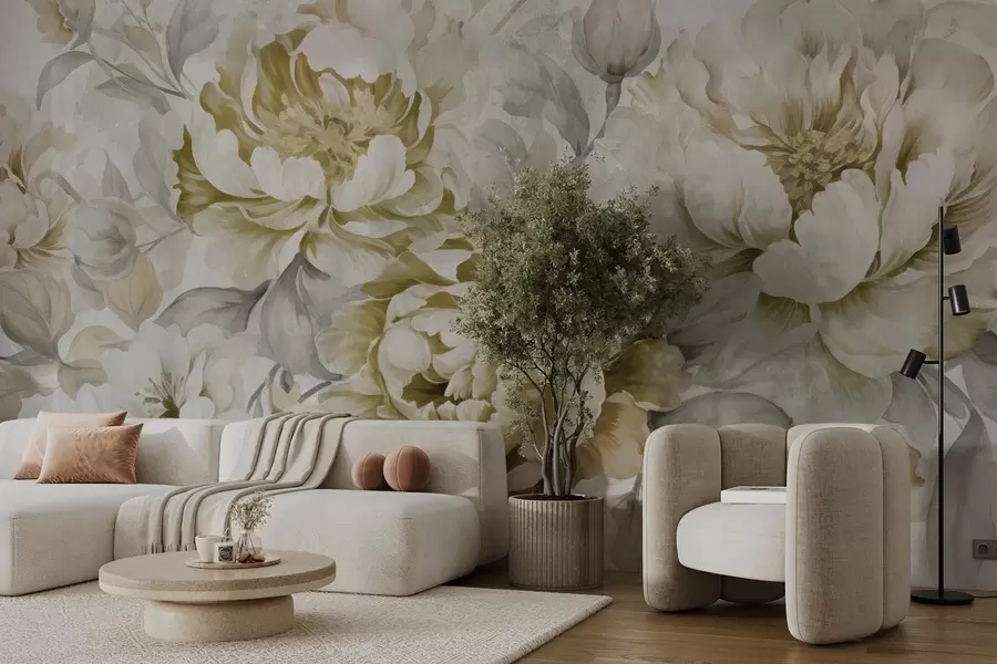 murales de pared Grandes flores de peonía w08517