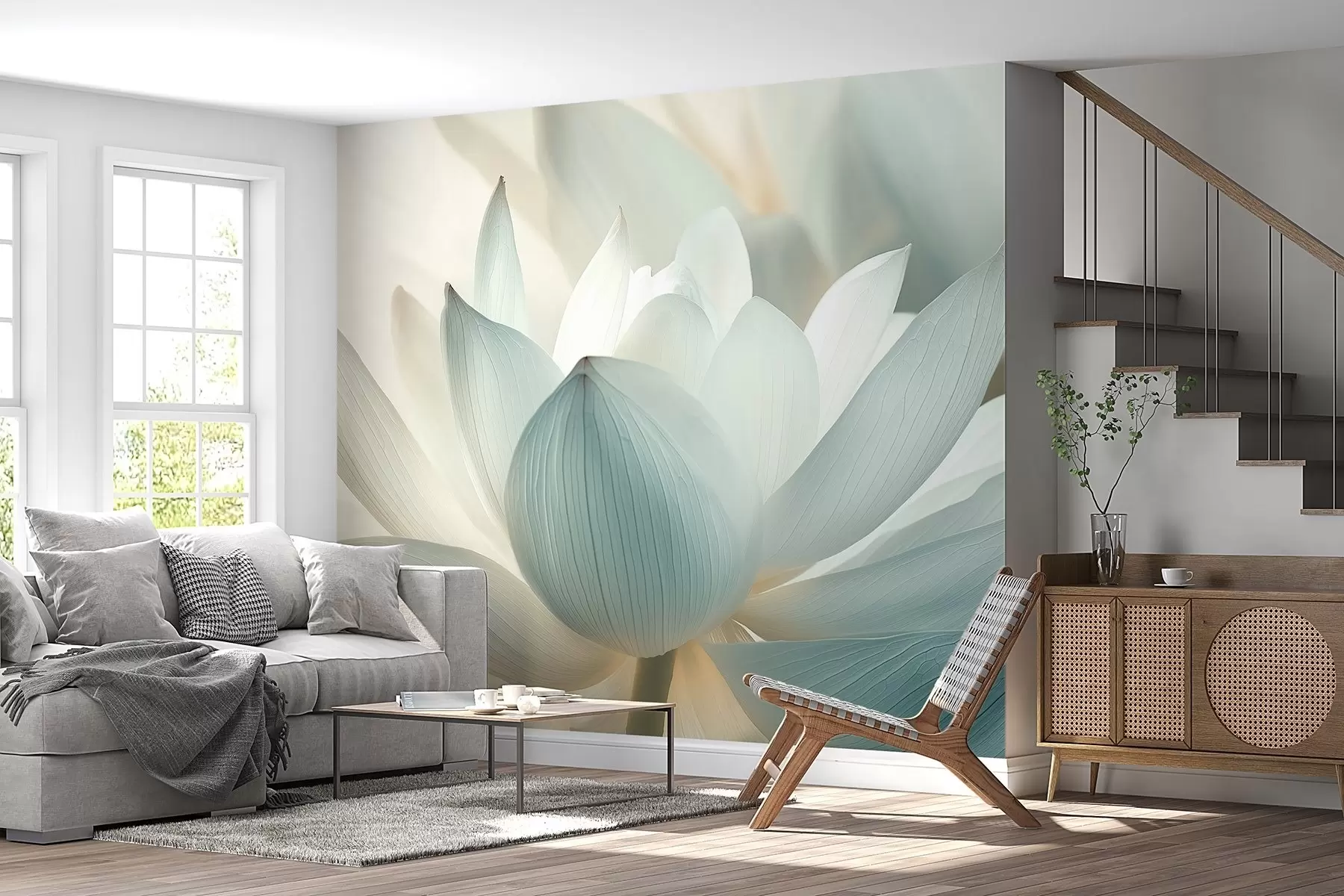 murales de pared Elegante loto en tonos delicados w08487