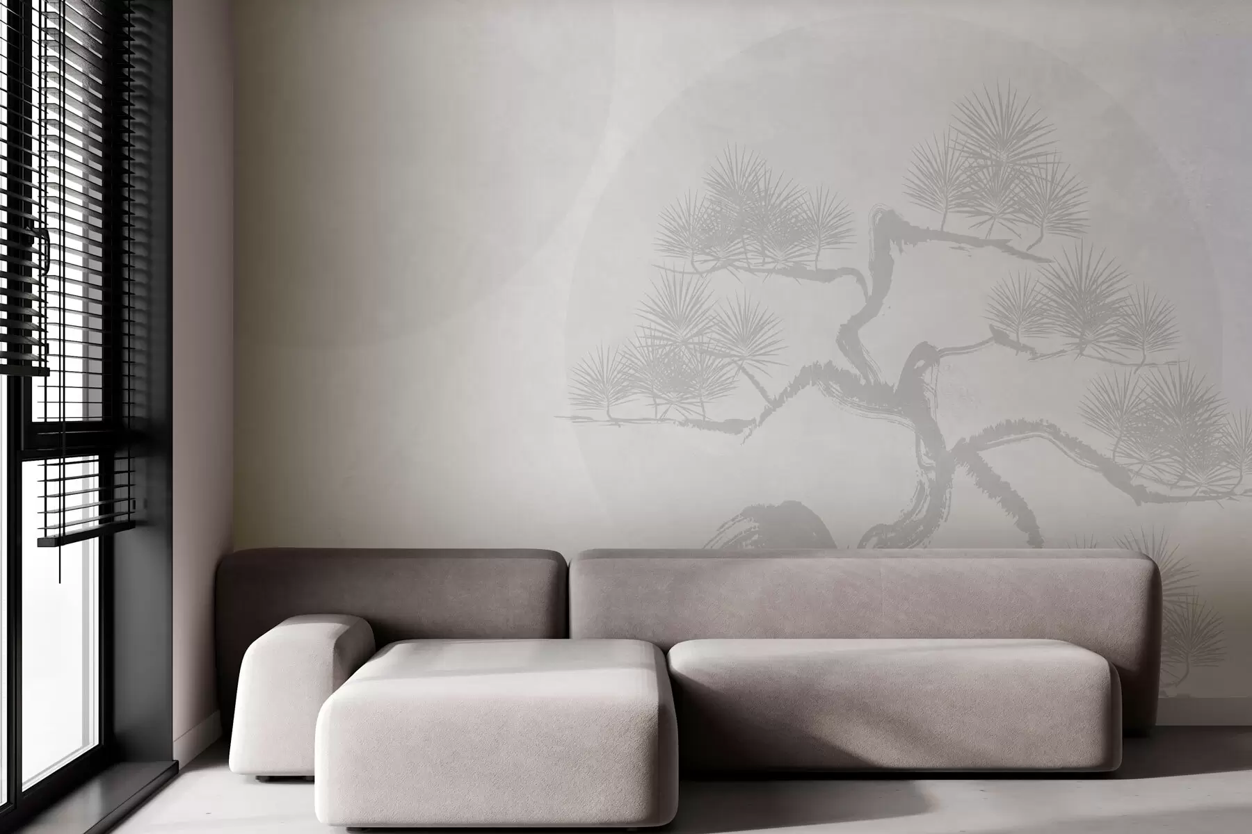 murales de pared Bonsai japonés minimalismo geometría grunge fondo w08556v1