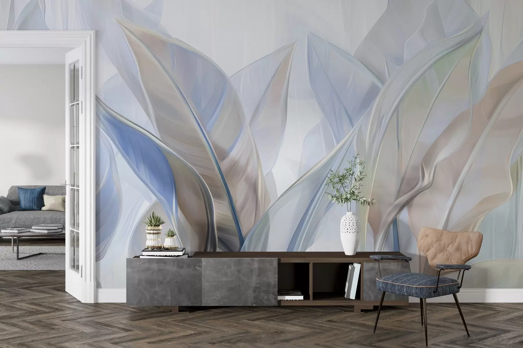 murales de pared Hojas multicolores estilizadas w02624v1