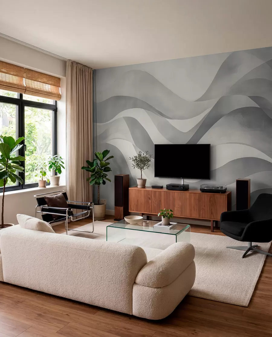 murales de pared Capas de olas grises w08564v1